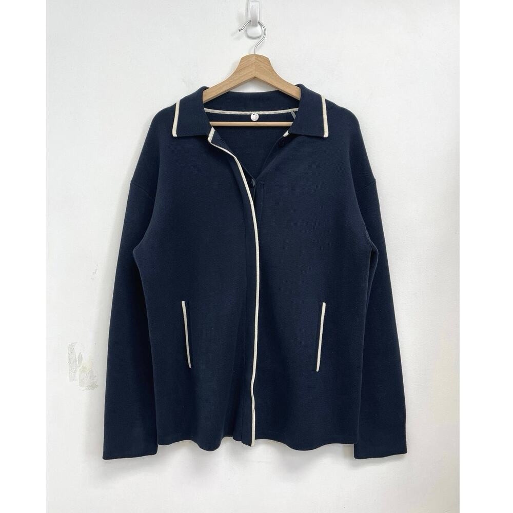 Margaret O’Leary Knit Cardigan Sweater Jacket Oversized Preppy Nautical - Small